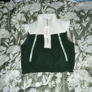 Green and White Sleeveless Vest